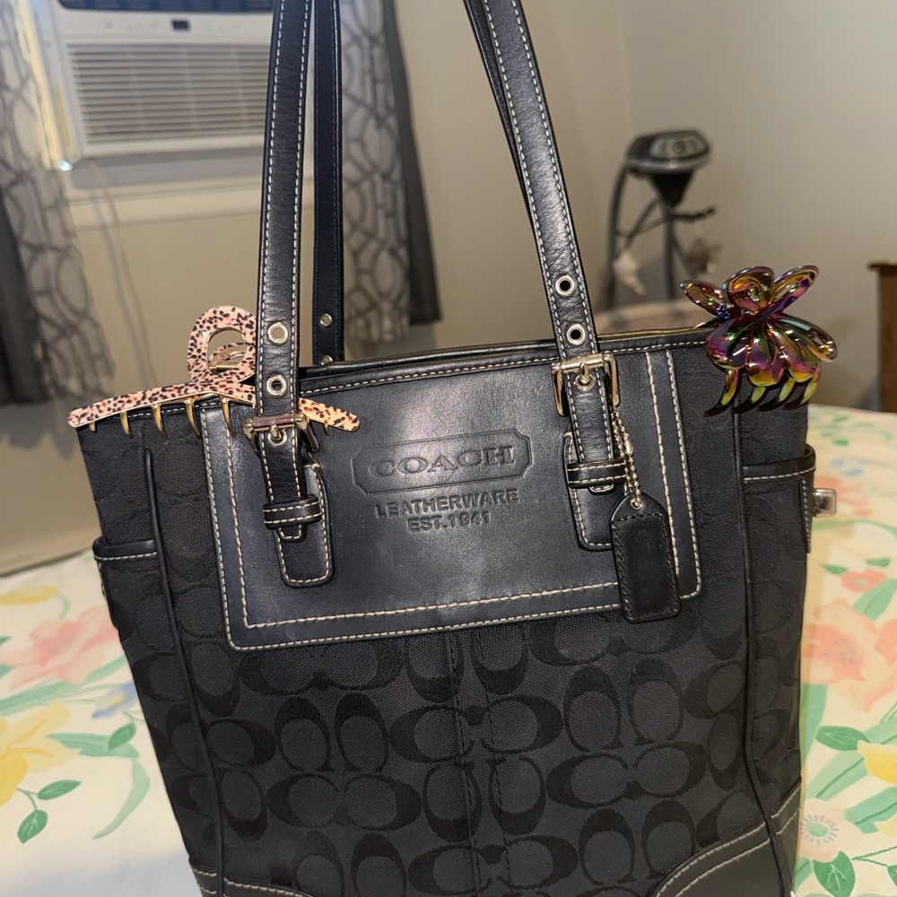 Coach Black Signature Tote Bag